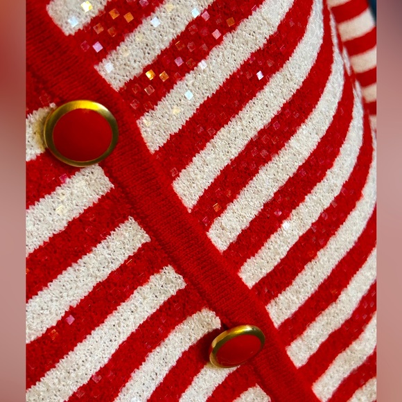 ST. JOHN COLLECTION Striped Scoop Neck knit Sweater with sequin “NWOT” - Picture 4 of 6